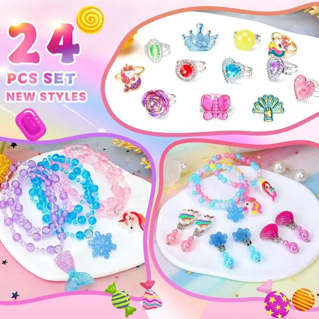 Alt view image 3 of 6 - 24 PCS Little Girl Jewelry Rings Toys in Box, Adjustable Rings for Kids | Cute Costume Jewelry Princess Party Favors Birthday Easter Christmas Valentines Gifts for 3 4 5 6 7 8 9 Year Old Girls