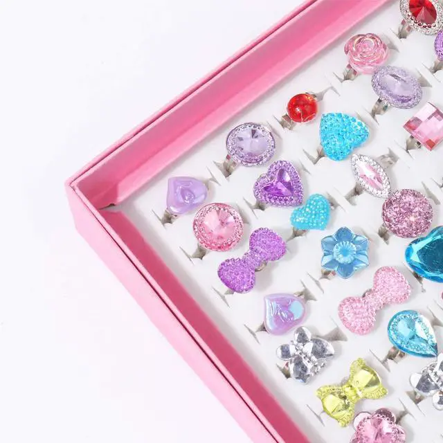 Alt view image 5 of 5 - ONEST 100 Pieces Cute Rings Jewelry Rings Pretend Play Ring and Dress up Ring Gift