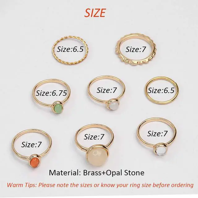 Alt view image 6 of 6 - 8pcs Gold Knuckle Ring Set for Women Vintage Stackable Midi Finger Rings Set