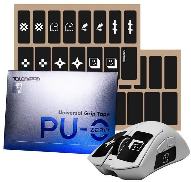 Main image of Universal Mouse Grip Tape 0.3mm Ultra-Thin & Pre-Cut Anti-Slip & Sweat-Absorbing Grip Tape for Gaming Mouse, Controller, Keyboard PU-0 Series (Black)