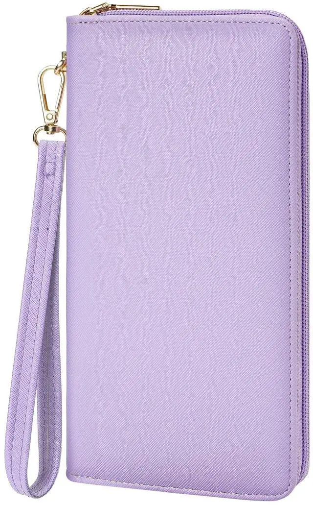 Main image of Women's Vegan Leather Clutch Wallet with Zip, Hand Strap, Large Capacity