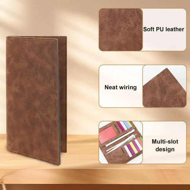 Alt view image 3 of 5 - Mens Wallet, PU Leather Card Wallet Card Holder Wallet with Multiple Card Slots for Men, Long Bifold Travel Wallet Slim Wallet with ID Window for Travel, Date (brown)