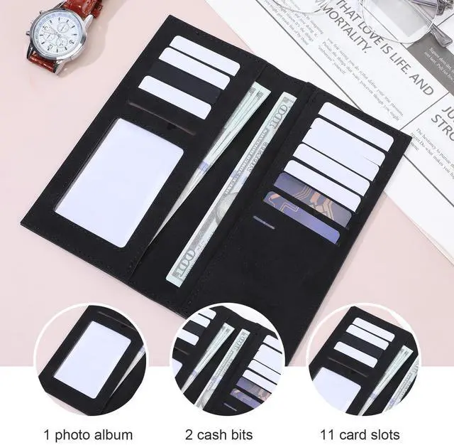 Alt view image 2 of 6 - Long Wallets for Men, PU Leather Mens Wallet with Multiple Card Slots & ID Window Fit for Standard Credit Cards(Black)