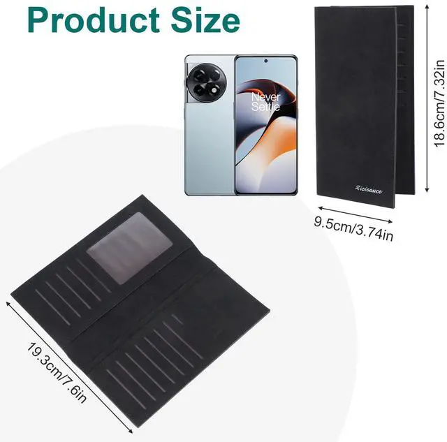 Alt view image 3 of 6 - Long Wallets for Men, PU Leather Mens Wallet with Multiple Card Slots & ID Window Fit for Standard Credit Cards(Black)
