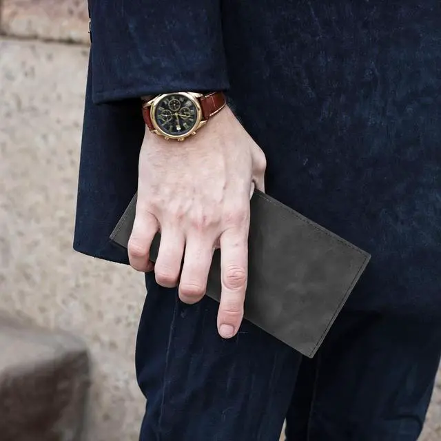 Alt view image 5 of 7 - PU Leather Card Long Wallet for Men, Black Checkbook Cover for Mens | Wallet Black Leathers Long Flap Card Holder Wallets Longs Bifold Travel Slim Wallets with Multiple Cards Slots for Men Women