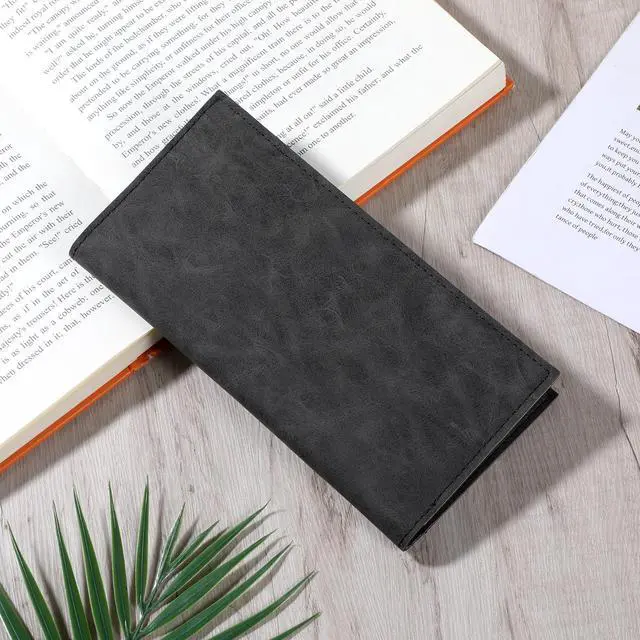 Alt view image 7 of 7 - PU Leather Card Long Wallet for Men, Black Checkbook Cover for Mens | Wallet Black Leathers Long Flap Card Holder Wallets Longs Bifold Travel Slim Wallets with Multiple Cards Slots for Men Women
