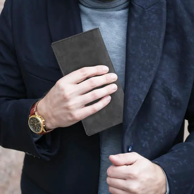 Alt view image 6 of 7 - PU Leather Card Long Wallet for Men, Black Checkbook Cover for Mens | Wallet Black Leathers Long Flap Card Holder Wallets Longs Bifold Travel Slim Wallets with Multiple Cards Slots for Men Women