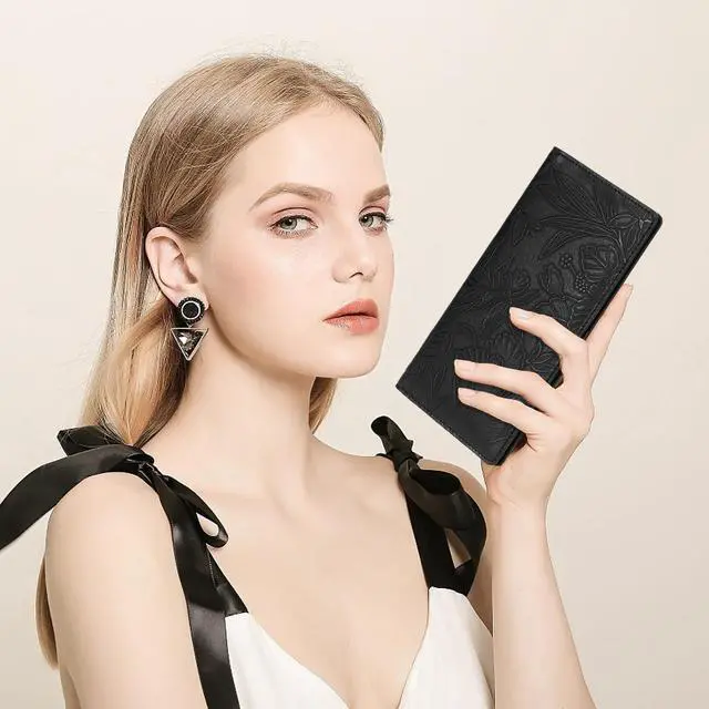 Alt view image 3 of 7 - Ultra Slim Thin Wallet for Women Bifold Leather RFID Blocking Designer Credit Card Holder