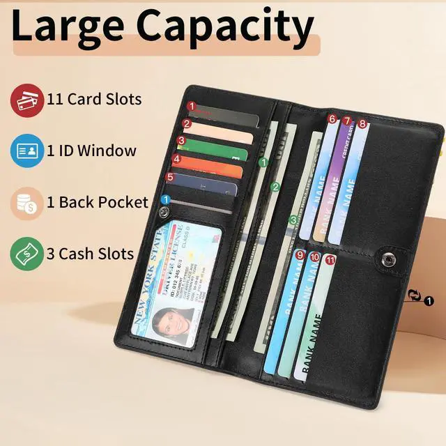 Alt view image 4 of 7 - Ultra Slim Thin Wallet for Women Bifold Leather RFID Blocking Designer Credit Card Holder