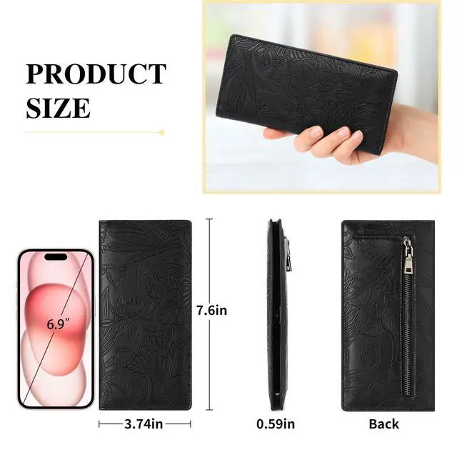 Alt view image 6 of 7 - Ultra Slim Thin Wallet for Women Bifold Leather RFID Blocking Designer Credit Card Holder