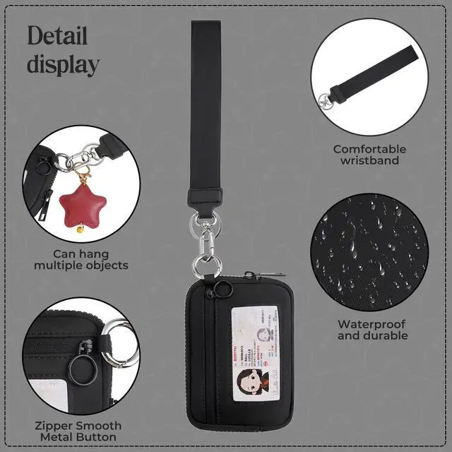 Alt view image 4 of 7 - KeyChain Wristlet Wallet For Women Iris Zip Card Case With ID Window | Detachable Wrist Strap Office Ladies Walking Cycling Gym Shopping Travel Business Girlfriend Wife Mother Female Friends Gift