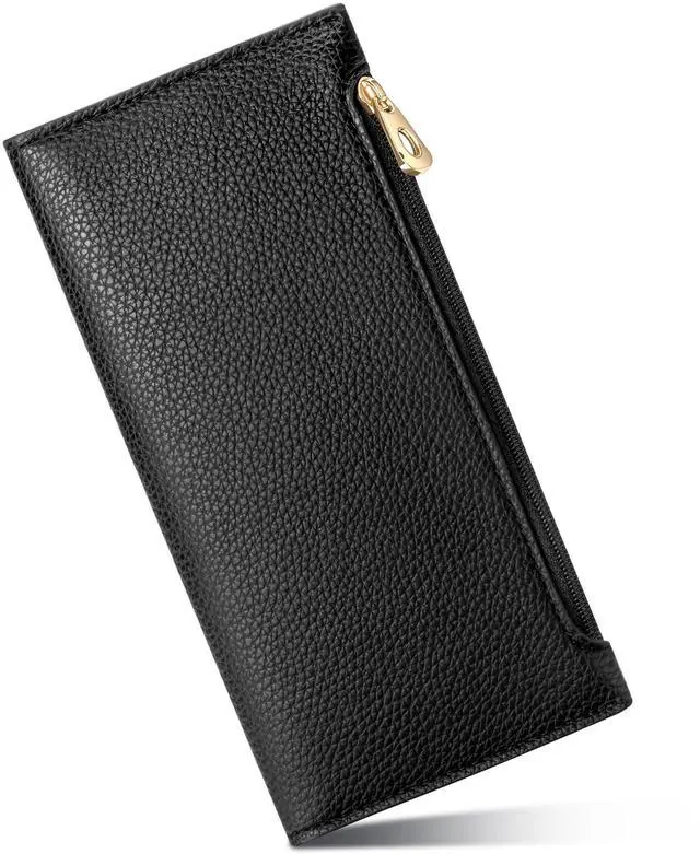 Main image of Slim Wallet for Women, RFID Blocking Credit Card Holder | Thin Compact Bifold Wallet with Zipper, Ladies Gift