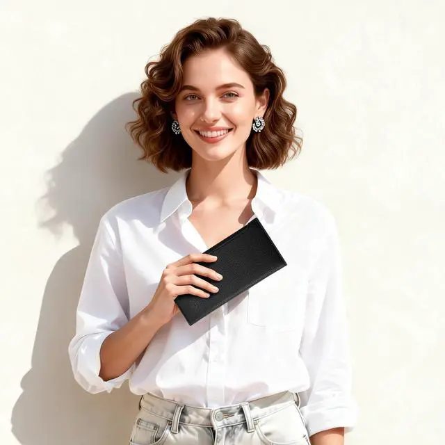 Alt view image 7 of 7 - Slim Wallet for Women, RFID Blocking Credit Card Holder | Thin Compact Bifold Wallet with Zipper, Ladies Gift