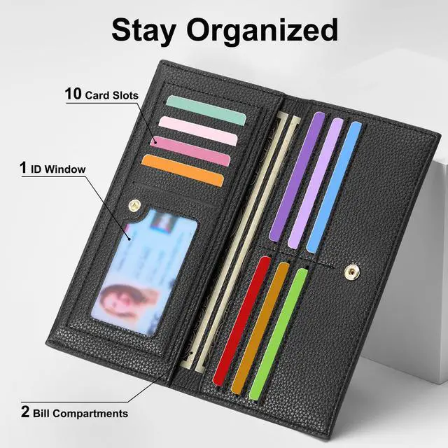 Alt view image 5 of 7 - Slim Wallet for Women, RFID Blocking Credit Card Holder | Thin Compact Bifold Wallet with Zipper, Ladies Gift