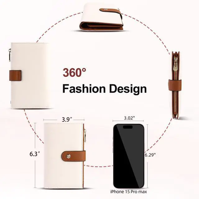 Alt view image 4 of 6 - Women's Wallets RFID Blocking Leather Trifold Clutch Wallet Credit Card Holder Ladies Travel Wallet Purse with Passport/Pen Holder