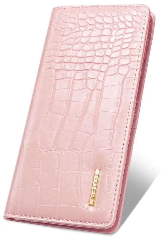 Main image of Wallet Women Bifold Faux Crocodile Leather Slim Thin Long Wallets | RFID Blocking, Alligator Texture, Luxury, Credit Cards Holder, Female Woman Ladies PurseZipper Coin Pocket, Pink Croc