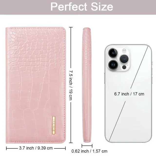 Alt view image 5 of 7 - Wallet Women Bifold Faux Crocodile Leather Slim Thin Long Wallets | RFID Blocking, Alligator Texture, Luxury, Credit Cards Holder, Female Woman Ladies PurseZipper Coin Pocket, Pink Croc