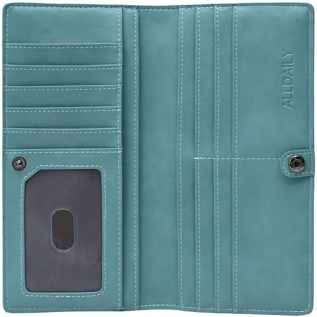 Main image of Ultra Slim Thin Women Wallet RFID Blocking Credit Card Holder Bifold Long Ladies Billfold (Purist Blue)
