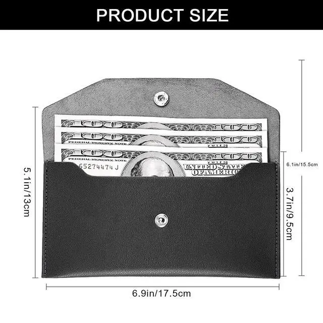 Alt view image 2 of 6 - Pu Leather Cash Envelope Wallet - Reusable Cash Stuffing Wallet for Men and Women -Black