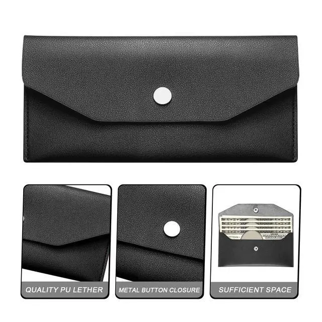 Alt view image 4 of 6 - Pu Leather Cash Envelope Wallet - Reusable Cash Stuffing Wallet for Men and Women -Black