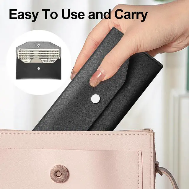 Alt view image 5 of 6 - Pu Leather Cash Envelope Wallet - Reusable Cash Stuffing Wallet for Men and Women -Black