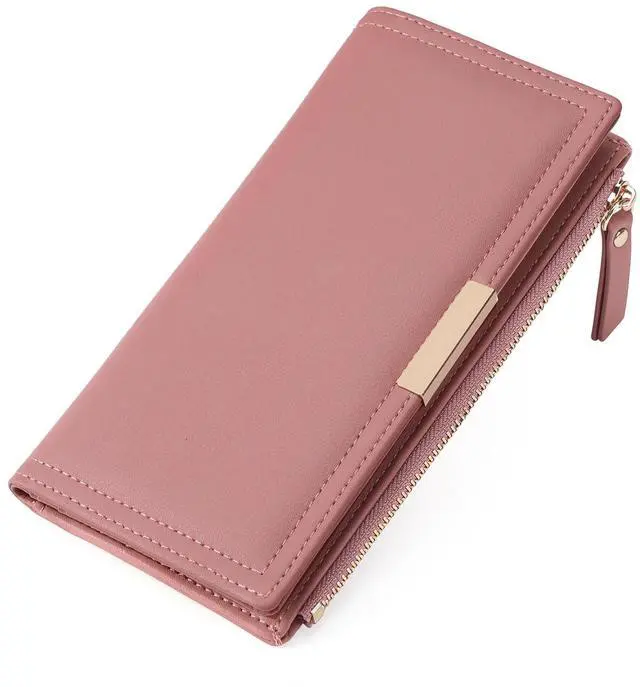 Main image of Slim Women's Wallet Ladies Credit Card Holder Bifold RFID Blocking | Flat, Thin, Compact Size, Long Billfold with Coin Zipper Pocket, Anti-theft, Secure