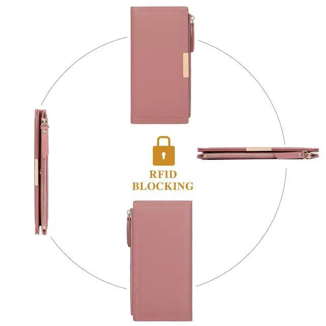 Alt view image 4 of 7 - Slim Women's Wallet Ladies Credit Card Holder Bifold RFID Blocking | Flat, Thin, Compact Size, Long Billfold with Coin Zipper Pocket, Anti-theft, Secure
