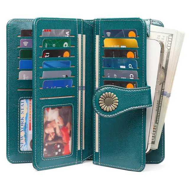 Alt view image 2 of 7 - Wallets for Women Leather Credit Card Holder with RFID Blocking Large Capacity Wristlet