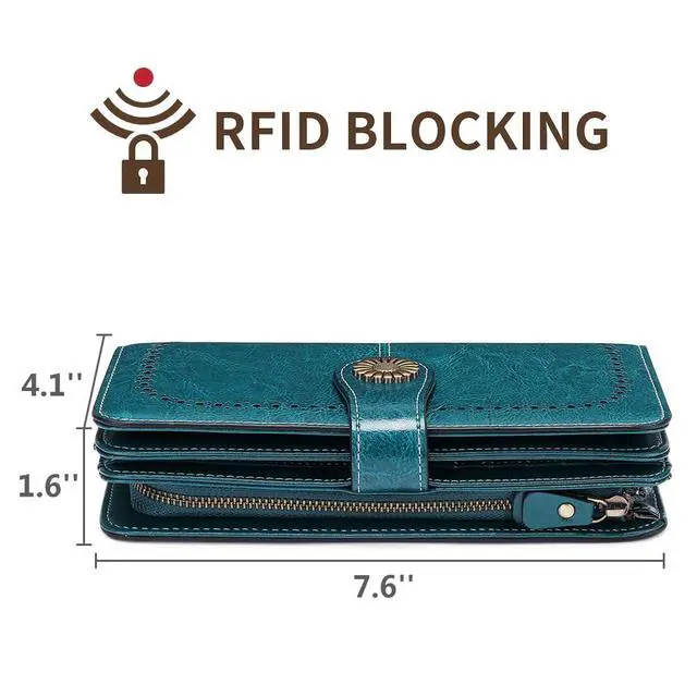 Alt view image 4 of 7 - Wallets for Women Leather Credit Card Holder with RFID Blocking Large Capacity Wristlet