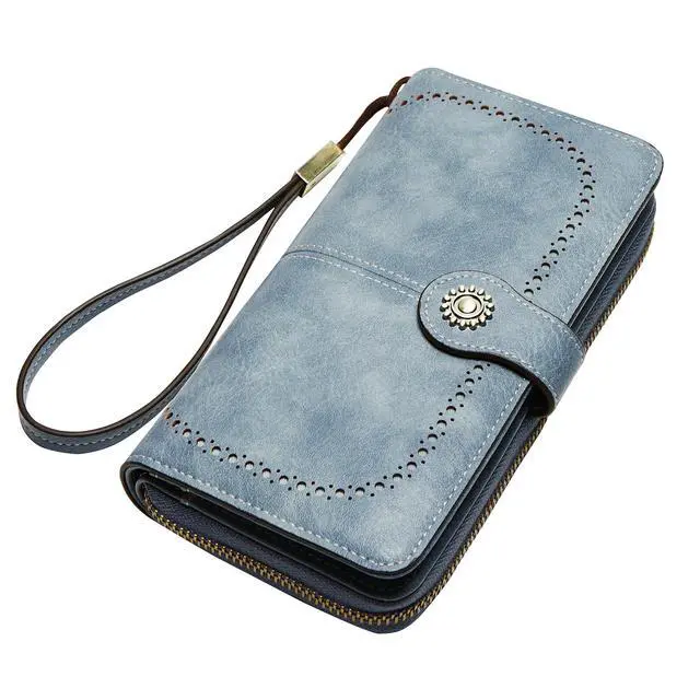 Alt view image 7 of 7 - Wallet for Women RFID Blocking Leather Large Capacity Credit Card Holder Ladies Phone Clutch Travel Long Wallets Purse Wristlet Blue