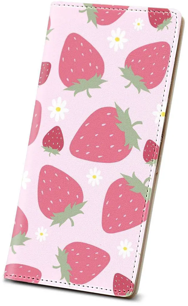 Main image of Womens Wallet, Rfid Wallets for Women,Slim Thin Credit Card Holder Organizer Purse,PU Leather Cute Long Bifold Clutch Cash Wallet with Zipper Coin Pocket,Ladies Gift,Strawberry 1