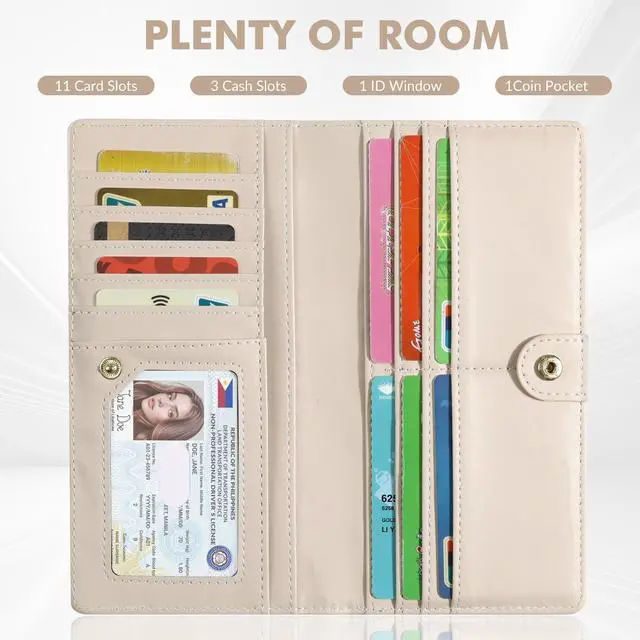 Alt view image 2 of 7 - Womens Wallet, Rfid Wallets for Women,Slim Thin Credit Card Holder Organizer Purse,PU Leather Cute Long Bifold Clutch Cash Wallet with Zipper Coin Pocket,Ladies Gift,Strawberry 1