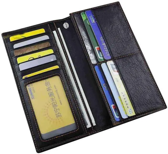 Alt view image 3 of 6 - Biker Rock Star Concho Mens Card Money Long Black Real Leahter Wallet With Chain