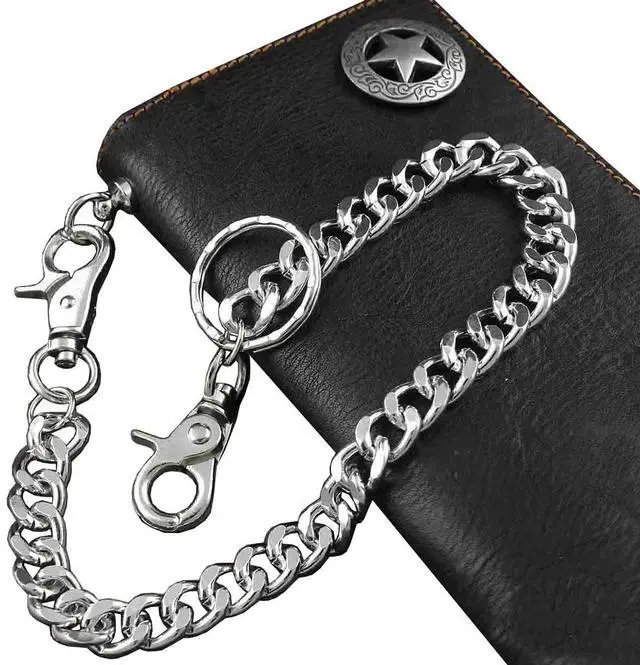 Alt view image 5 of 6 - Biker Rock Star Concho Mens Card Money Long Black Real Leahter Wallet With Chain