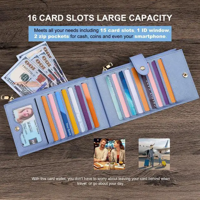 Alt view image 4 of 7 - RFID Wallet Women Large Size Bifold Multi Card Wallet Case with Zipper Pocke Credit Card Holder for Women