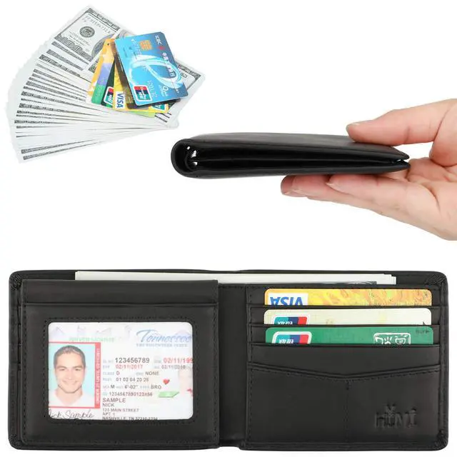 Alt view image 2 of 7 - Wallet for Men-Genuine Leather RFID Blocking Bifold Stylish Wallet With 2 ID Window (Vintage Black)