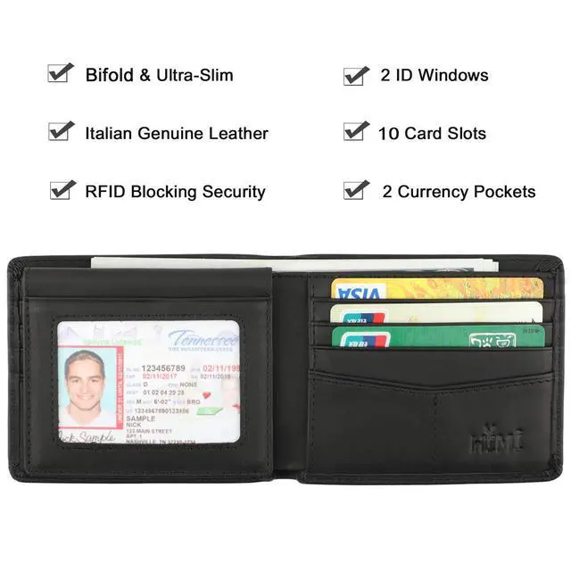 Alt view image 3 of 7 - Wallet for Men-Genuine Leather RFID Blocking Bifold Stylish Wallet With 2 ID Window (Vintage Black)