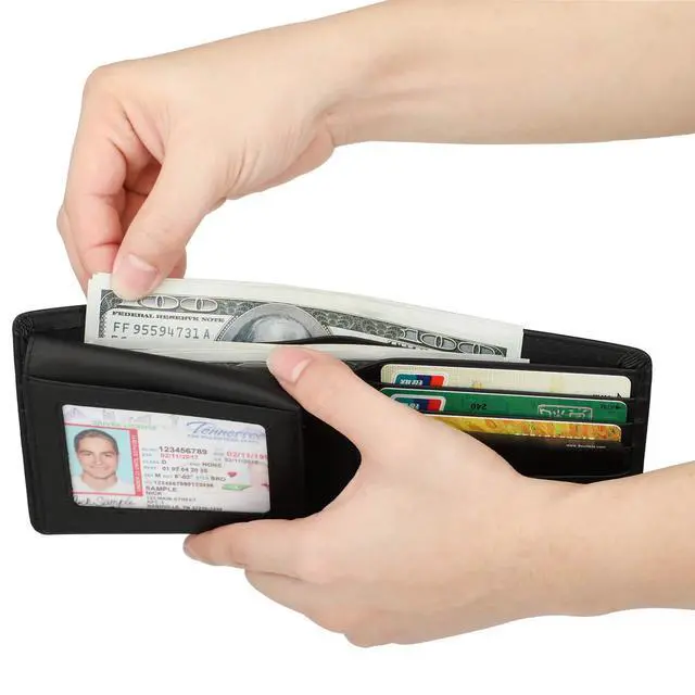 Alt view image 6 of 7 - Wallet for Men-Genuine Leather RFID Blocking Bifold Stylish Wallet With 2 ID Window (Vintage Black)