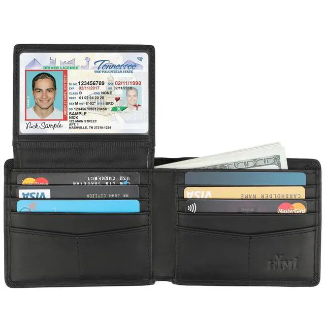 Alt view image 4 of 7 - Wallet for Men-Genuine Leather RFID Blocking Bifold Stylish Wallet With 2 ID Window (Vintage Black)