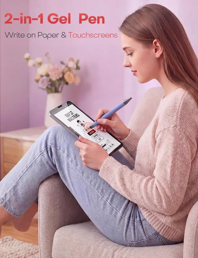 Alt view image 7 of 7 - 2 in 1 Black Ink Gel Pens with Stylus Tips, Quick-Drying,Smooth Writing. | Supports teaching on iPad&writing on paper,0.5mm Fine Point,6-Pack Morandi colors Gift Box for Journaling, School, Office.