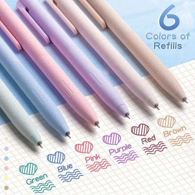 Alt view image 6 of 7 - 6 PCS Pastel Gel Pens, 0.5mm Colored Ink Retractable Pens For Journaling | Quick-Drying Pastel Colored, Smooth 0.5mm Fine Point, Retractable Design, Ideal for Writing Note-Taking Journal School Office
