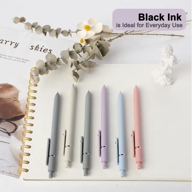 Alt view image 2 of 7 - Gel Pens, 6Pcs 0.5mm Fine Point Smooth Writing for Journaling | Black Gel Ink Pens for Journaling Note Taking, Cute Aesthetic Office School Supplies Gifts for Women