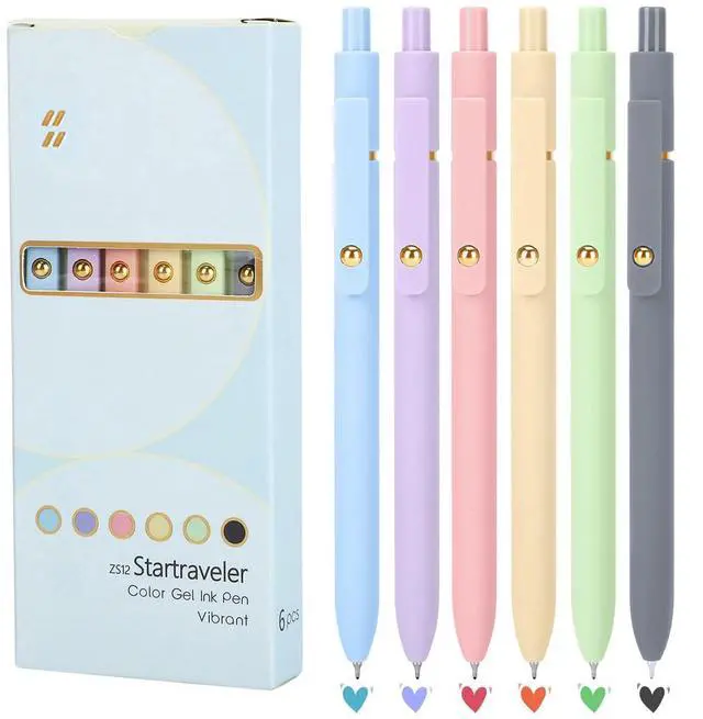 Main image of Colorful Gel Pens,6Pcs 0.7mm Multi-Colored Pens for Journaling | Smooth Writing Coloring Journaling Supplies for Note Taking, Cute Aesthetic Office School Supplies