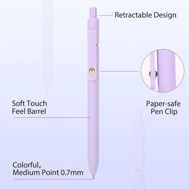 Alt view image 4 of 7 - Colorful Gel Pens,6Pcs 0.7mm Multi-Colored Pens for Journaling | Smooth Writing Coloring Journaling Supplies for Note Taking, Cute Aesthetic Office School Supplies