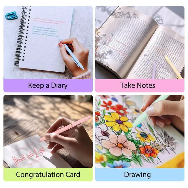 Alt view image 7 of 7 - Colorful Gel Pens,6Pcs 0.7mm Multi-Colored Pens for Journaling | Smooth Writing Coloring Journaling Supplies for Note Taking, Cute Aesthetic Office School Supplies