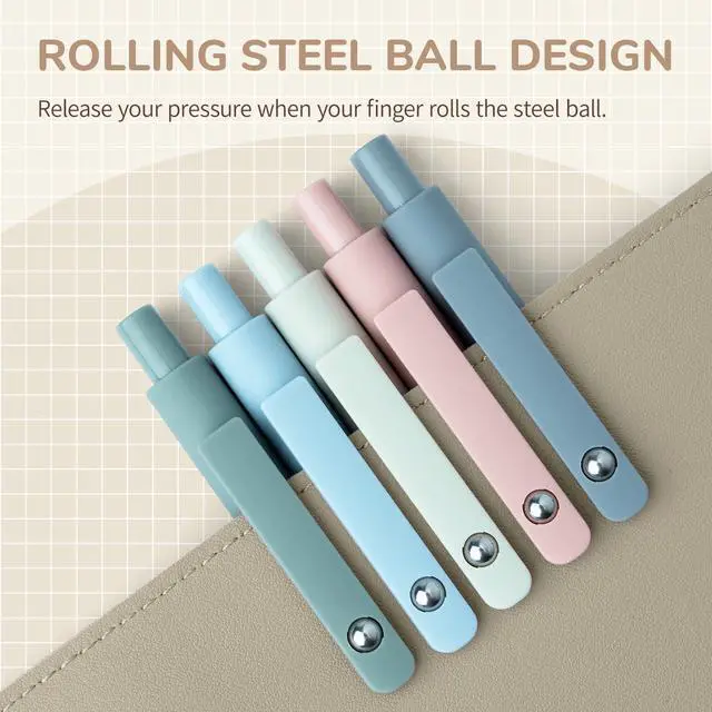 Alt view image 3 of 6 - Gel Pens, 5 Pcs 0.5mm Fine Point Smooth Writing Japanese Cute High-End Series Black Ink Pens for Journaling Note Taking, School Office Supplies for Women Men (5 Pcs Morandi)