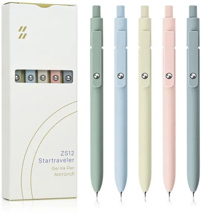 Main image of Gel Pens, 5 Pcs 0.5mm Fine Point Smooth Writing Japanese Cute High-End Series Black Ink Pens for Journaling Note Taking, School Office Supplies for Women Men (5 Pcs Morandi)