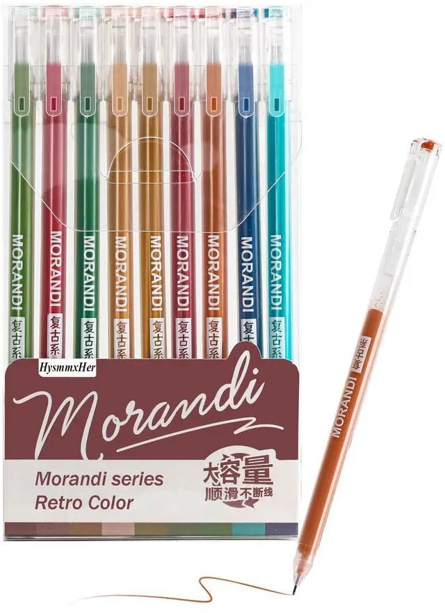 Main image of 9 Colored Gel Pens Set, 0.6mm Fine Point for Black Paper & White Paper, Pens for Journaling, Adult Coloring Books, Bible, Drawing, Note Taking, Art & Journaling Supplies(Morandi-Retro Color)