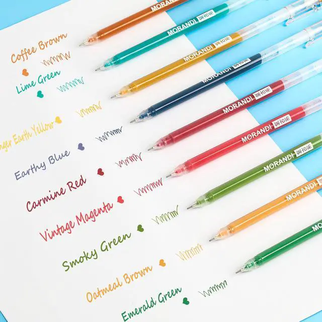 Alt view image 2 of 6 - 9 Colored Gel Pens Set, 0.6mm Fine Point for Black Paper & White Paper, Pens for Journaling, Adult Coloring Books, Bible, Drawing, Note Taking, Art & Journaling Supplies(Morandi-Retro Color)