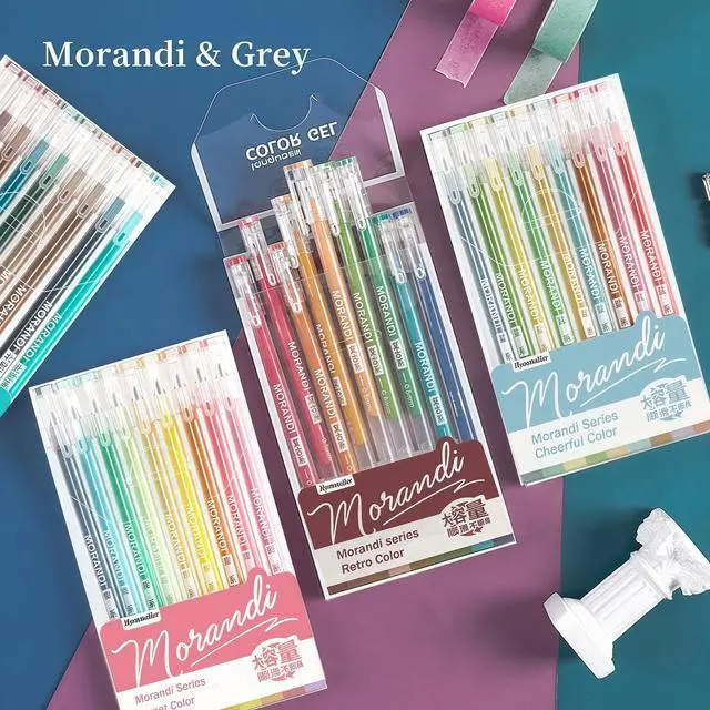 Alt view image 6 of 6 - 9 Colored Gel Pens Set, 0.6mm Fine Point for Black Paper & White Paper, Pens for Journaling, Adult Coloring Books, Bible, Drawing, Note Taking, Art & Journaling Supplies (Morandi-Sweet Color)